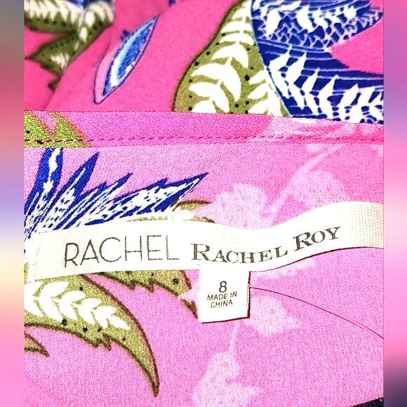 Rachel Rachel Roy NWT Women's Pink Floral Cold Shoulder Ruffled Maxi Dress Sz 8 - Picture 8 of 12